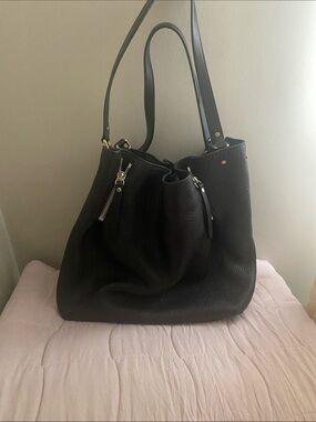 Burberry Black Pebbled Leather Tote with Gold Hardware